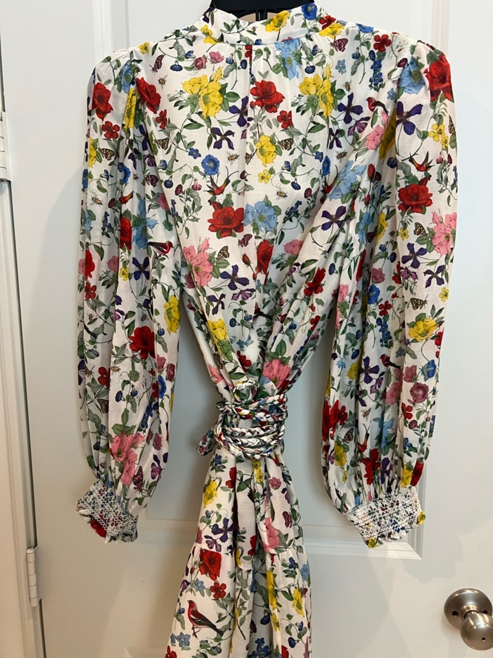 alice + olivia Floral Blouse in White with Multicolor Flowers - Picture 3 of 3